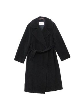 Max Mara Coat Manuela Long Cashmere Blend Wrap Jacket with Belt Black